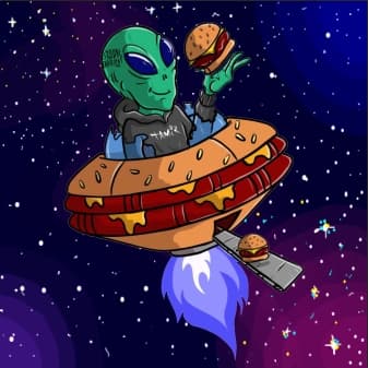 Projeto de design para ilustração · Alien no hambúrguer