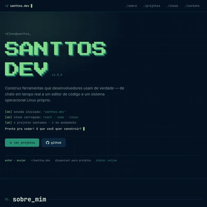 Projeto de design para santtos.dev · Site